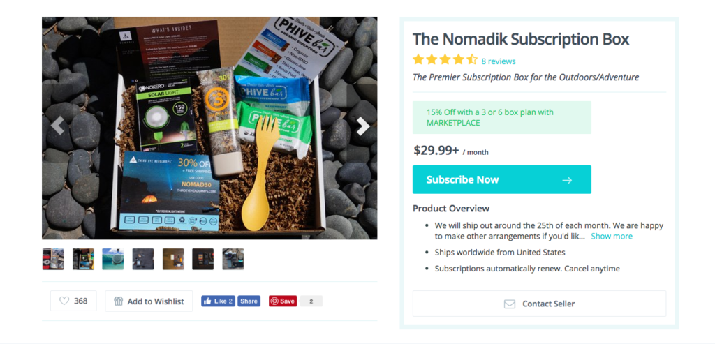 Nomadik Marketplace Cratejoy Listing Subscription Box